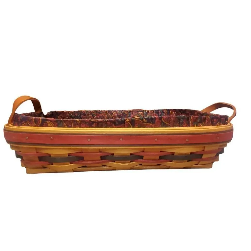 Longaberger 1997 Father's Day Striped Organizer Basket with Leather Handles - Pl